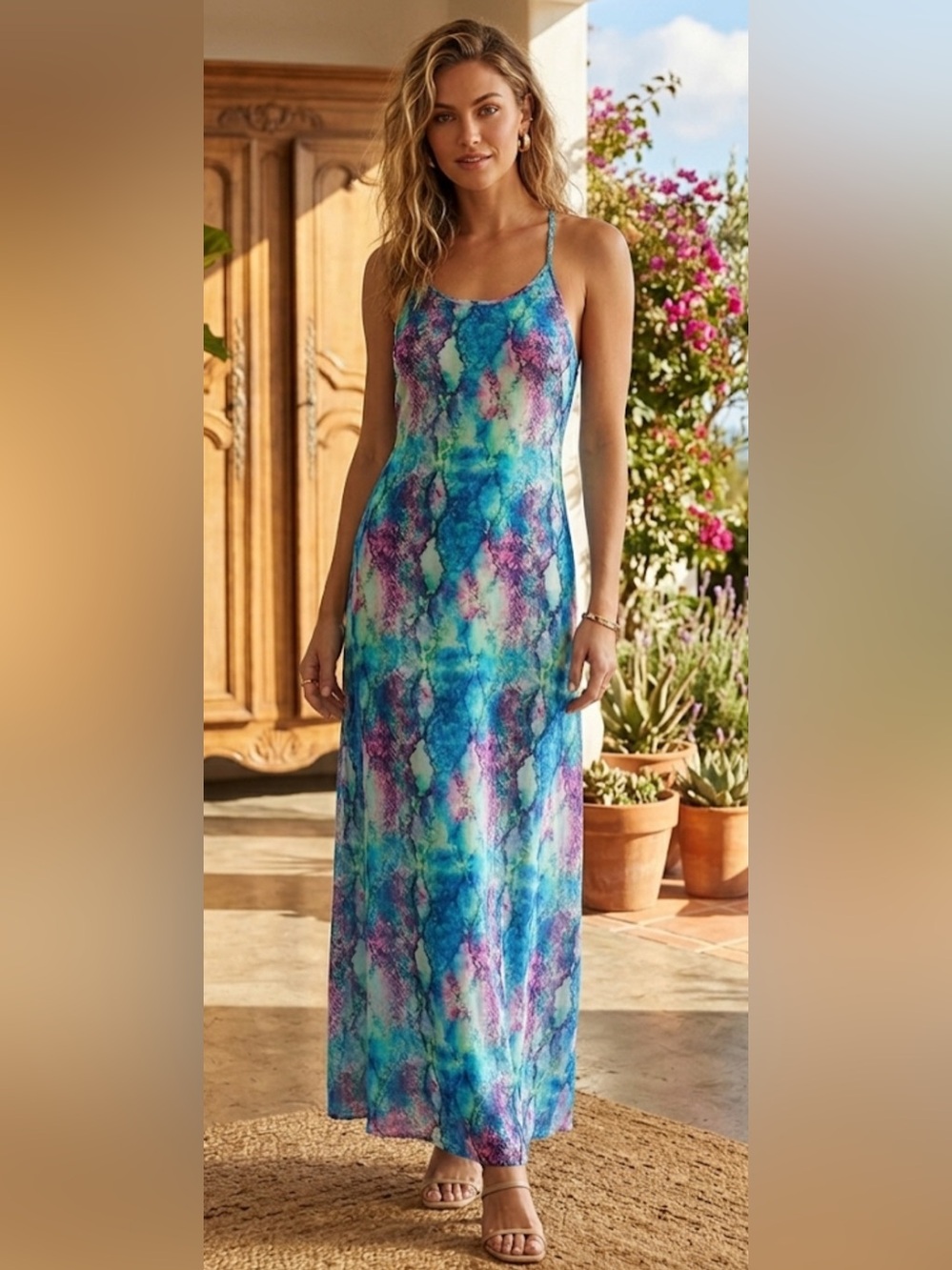 Peach Love CA | Neon Snake Skin Maxi Dress
